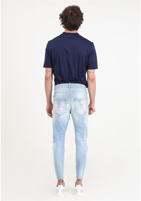 Jeans da uomo in denim chiaro con strappi YES LONDON | XJ3111DENIM